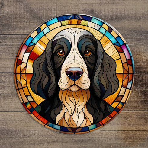 Cocker Spaniel Black & White Glass Suncatcher Worktop Saver